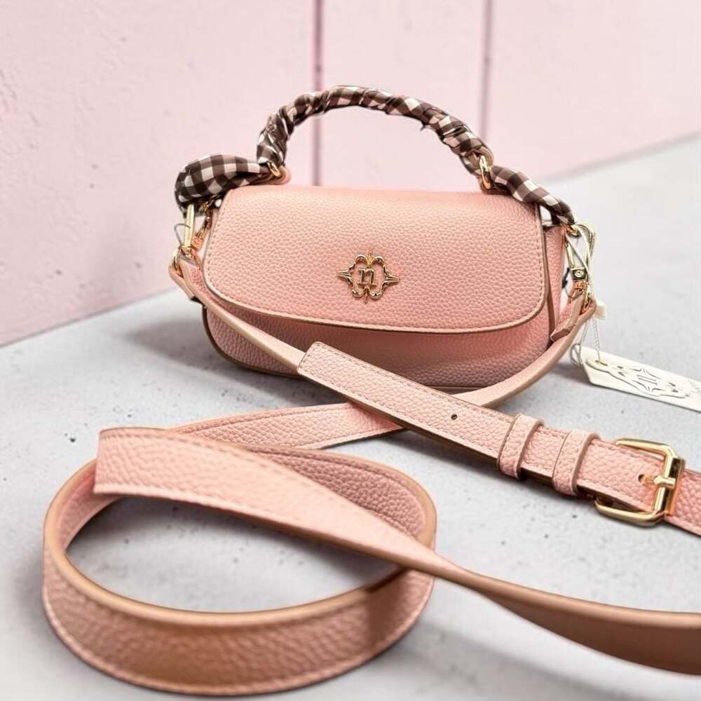 Nanette Lepore Pink Pebbled Crossbody Bag Scarf Strap